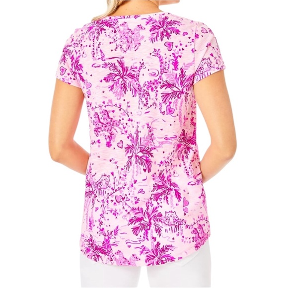 Lilly Pulitzer Etta Pink Blossom Wild About You Short Sleeve Tee - S - Picture 2 of 14